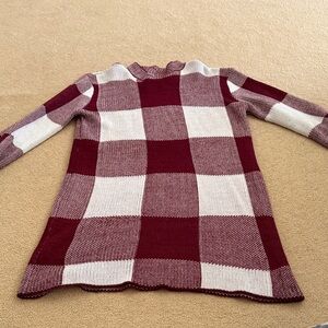 SHEIN Maroon and Beige Checkered Turtleneck Sweater
